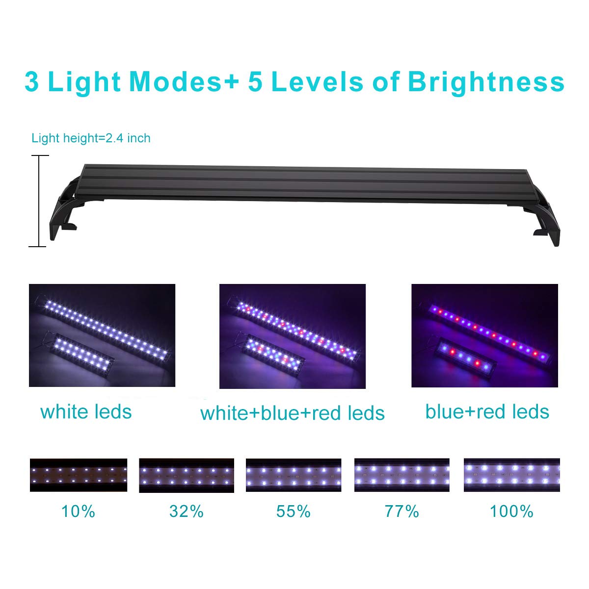 hygger 16W Full Spectrum Aquarium Light with Aluminum Alloy Shell Extendable Brackets