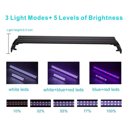 hygger 16W Full Spectrum Aquarium Light with Aluminum Alloy Shell Extendable Brackets