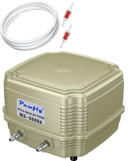 Pawfly Aquarium Air Pump 254 GPH Dual Outlets Fish Tank Air Pump for Tanks up to 300 Gallons Adjustable Quiet Oxygen Pump Fish Tank Aerator with Airline Tubing and Check Valves