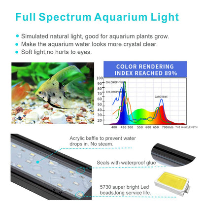 hygger 16W Full Spectrum Aquarium Light with Aluminum Alloy Shell Extendable Brackets
