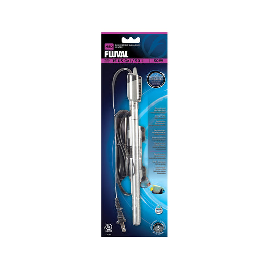 Fluval M 50-Watt Submersible Aquarium Heater for Fresh & Saltwater Tanks