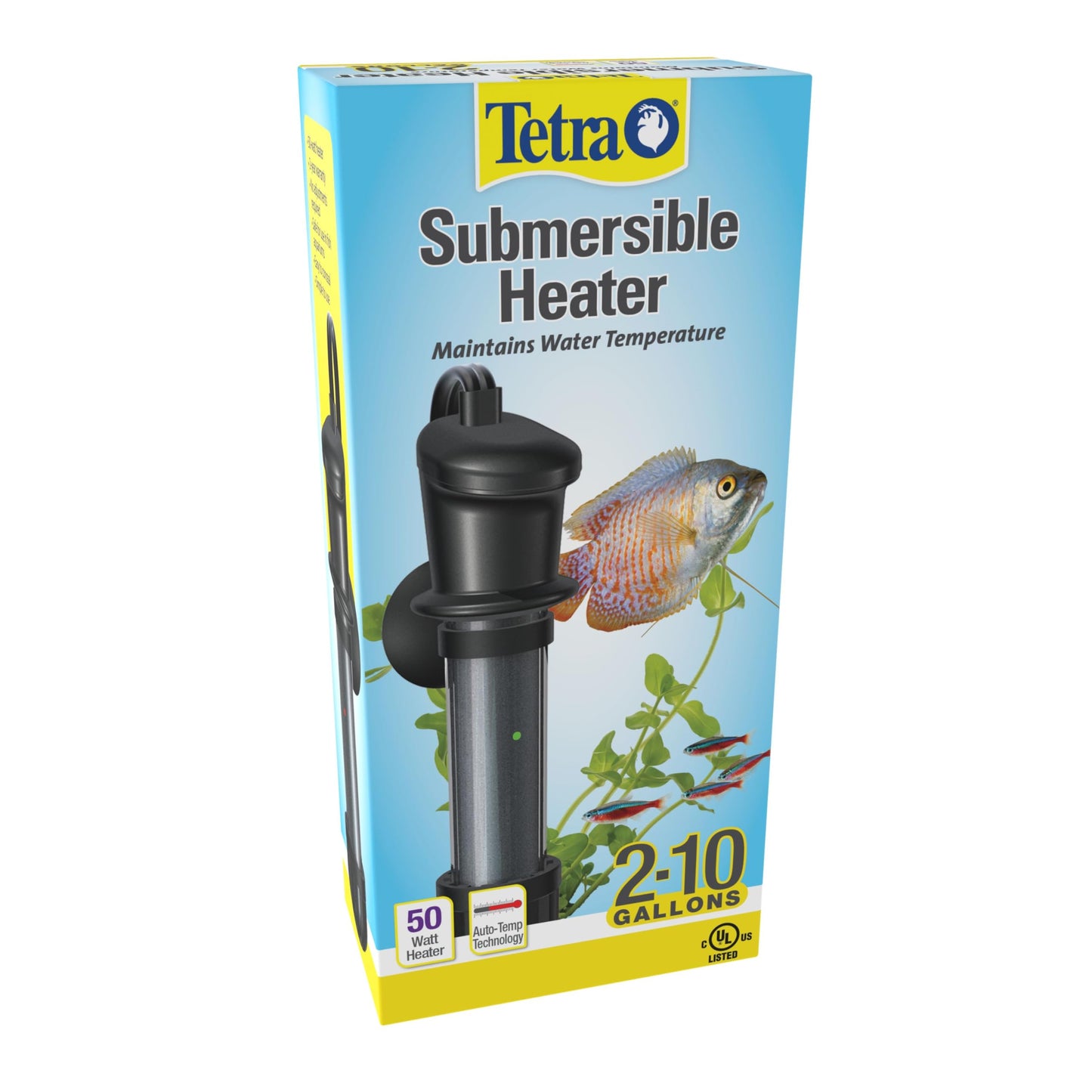 Tetra HT Submersible Aquarium Heater With Electronic Thermostat, 50-Watt, 2-10 Gallon