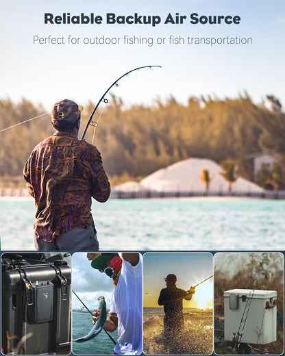 Pawfly Outdoor Live Bait Aerator 40 GPH Battery Air Pump for 30 Gallon Bait Bucket Portable Battery Powered Oxygen Pump for Fishing, Battery Not Included (Air Stone & Airline Tubing Inside Pump Body)
