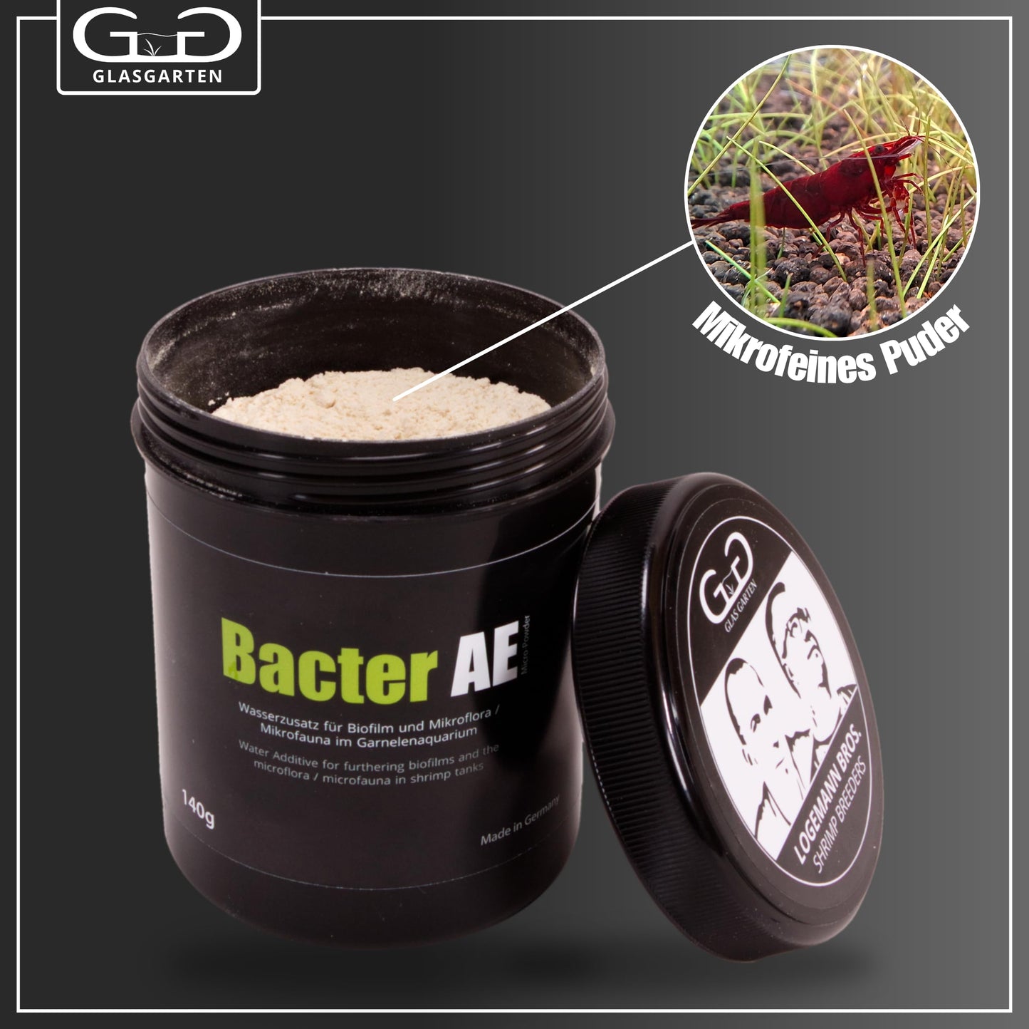 Glasgarten Bacter AE 140G Biofilm Micro Powder/Water Additive for Freshwater Shrimp Aquarium