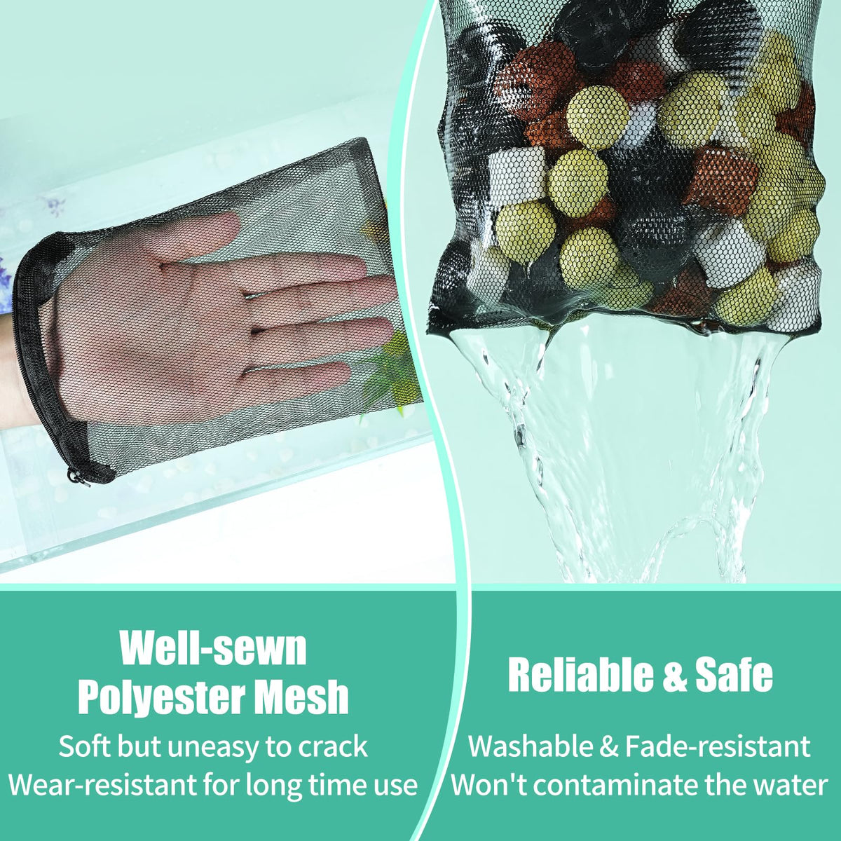 AQUANEAT 10pcs Aquarium Filter Media Bags, Fish Tank Coarse Mesh Bags with Plastic Zipper for Activated Carbon(5.5" x 8")
