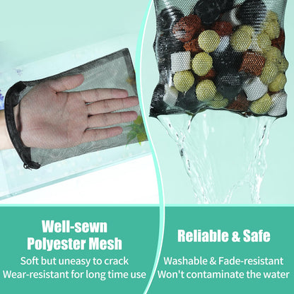 AQUANEAT 10pcs Aquarium Filter Media Bags, Fish Tank Coarse Mesh Bags with Plastic Zipper for Activated Carbon(5.5" x 8")