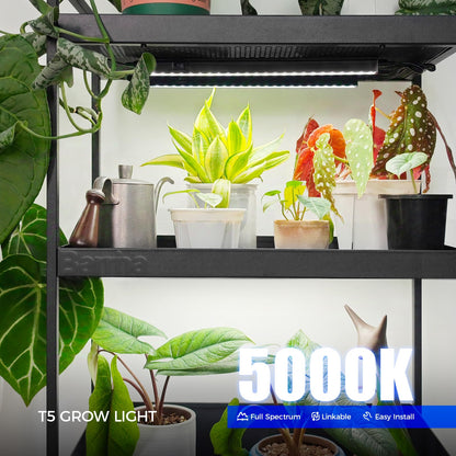 Barrina T5 Grow Lights for Indoor Plants, Full Spectrum, 1ft 5000K, 4 Packs