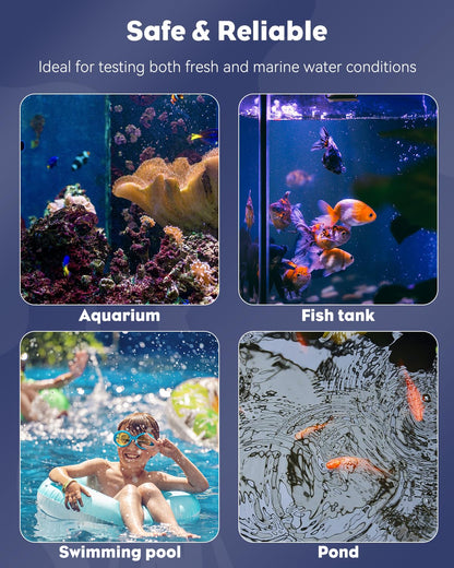 Pawfly 8 in 1 Aquarium Test Strips for pH Chlorine Nitrate Carbonate Hardness Total Alkalinity & Ammonia Water Quality Freshwater Saltwater Test Kit, 50 Strips Fish Tank Water Testing kit