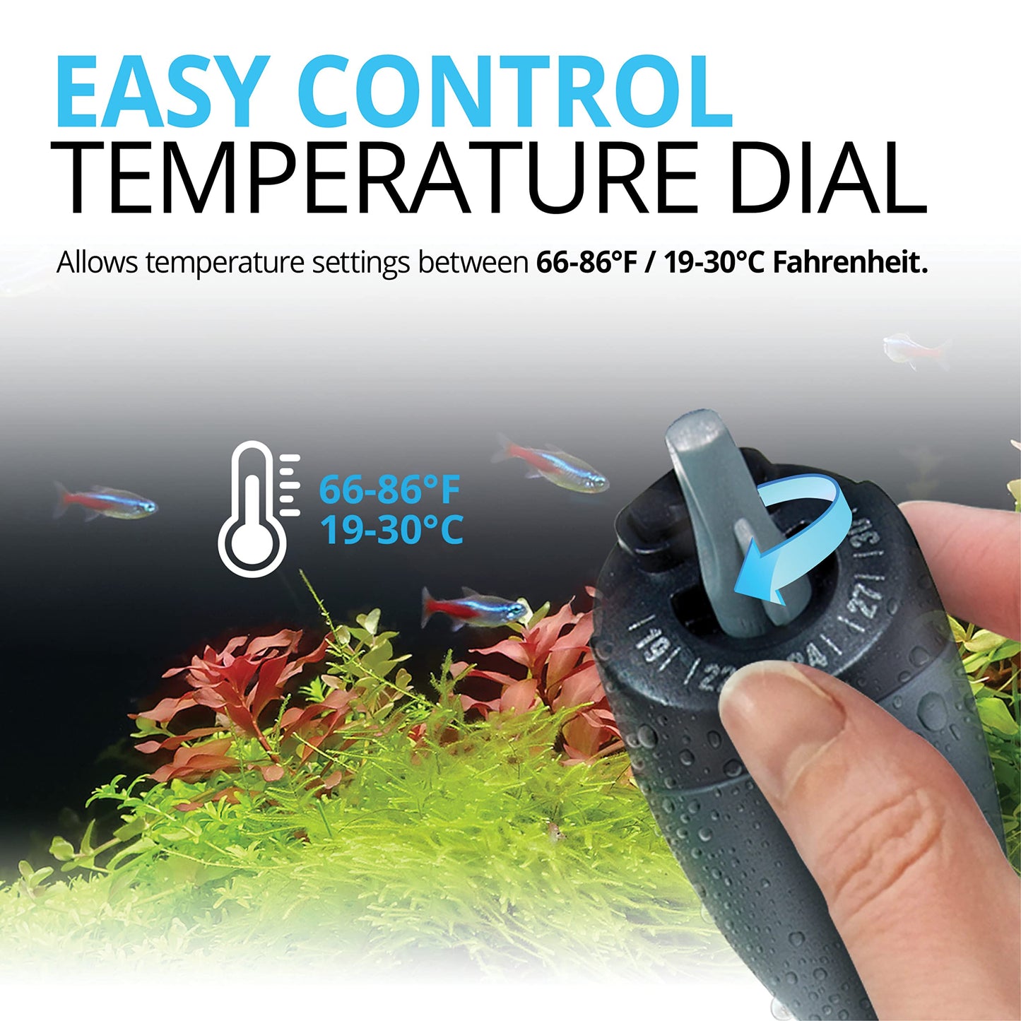 Fluval M 50-Watt Submersible Aquarium Heater for Fresh & Saltwater Tanks